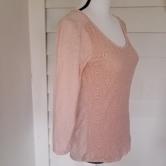 Lucky Brand Pale Pink Lacy Top, XS - Picture 3 of 8